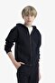 Boy's Navy Blue Hooded Zippered School Cardigan with Pockets X5844A624Au - 3