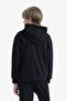 Boy's Navy Blue Hooded Zippered School Cardigan with Pockets X5844A624Au - 5