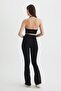 Women's Seamless Flared Leg High-Waisted Shaping Sculpting Sports Leggings - 3