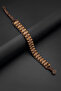 Hematite Stone Brown Copper Color Bracelet with Edge Stripes - 3