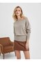 Women's Wide Neckline Sleeve Detail Premium Yarn Soft Textured Knit Sweater 12384.Crs