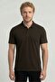 Men's Non-Shrinkable Cotton Fabric Regular Fit Brown Non-Curling Polo Collar T-Shirt
