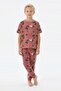 Boy's 100% Cotton Summer Surf and Caravan Patterned Pajama Set - Short Sleeve Cuffed Tile Print - 3