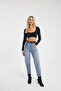 Women's High Waist Slouchy Snow Wash Stretch Fabric Jean Pants - 3