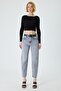 Women's High Waist Slouchy Snow Wash Stretch Fabric Jean Pants - 3