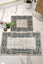 Non-Slip Base Washable 2 Piece 60x100 - 50x60 Bathroom Carpet Mat Toilet Seat Set - 2