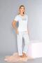 Short Sleeve Crew Neck Pajama Set - Summer Heart Pattern Soft Milan Fabric - 58-02 - 3