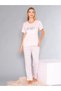 Short Sleeve Crew Neck Pajama Set - Summer Heart Pattern Soft Milan Fabric - 58-02 - 4