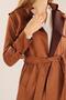 7275A Waist-Tied Suede Trench Coat Brown - 3
