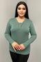 Large Size Mother's Blouse with Button Detail on the Front Mint Green - 5