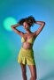 High Waist Ruched Detail Mini Delphi Skirt Green - 5