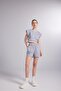 Mini Rhode Shorts with Elastic Waist and Contrast Stitching Gray