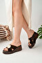 Genuine Leather Brown Suede Women Leather Slipper Dp26-1723 - 2