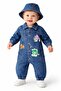 Unisex Baby Kids Denim (JEANS) Printed Hooded Jumpsuit (3/6/9/12/18) Months