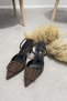 Sahara coffee suede buckle detail back elastic women's heeled shoes - 3