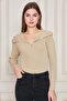 Women's Shawl Neck Ribbed Sweater 2906