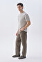 Men's Ecru Comfort Fit Striped Crew Neck T-Shirt - 3