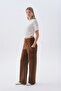 Women's Off-White Fitted Gathered Crew Neck T-Shirt - 3