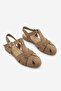 Women's Genuine Leather Ankle Strap Buckle Closed Front Daily Sandals Yenzar Camel Suede - 6