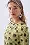 Women's Green Floral Patterned Mini Dress with Tie Detail - 3