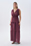 Women's Burgundy Sleeveless Flared Midi Dress