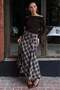 Brown Plaid Patterned Slit Detailed Double-Breasted Midi Women's Skirt Mg2690 - 4