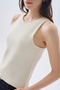 Women's Yellow Fitted Sleeveless Crew Neck Blouse - 3
