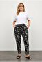 Plus Size Narrow Leg Patterned Pocketed Carrot Cut Stretch Fabric Viscose Pants 143733