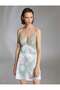 Lace Detailed Satin Patterned Nightgown Bm-1222