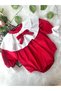 Briella Long Sleeve Special Occasion Holiday Bow Detail Baby Girl Romper - 4