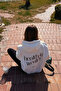 Women's Oversized 100% Cotton Printed Sweatshirt Pilates Health Is Wealth White - 5