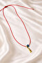 Red String Glass Evil Eye Bead Detailed Gold Fish Adjustable Necklace - Does Not Tarnish - 2