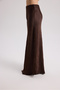 Eubah Wrinkled Long Brown Satin Skirt - 4