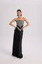 Eubah Wrinkled Long Black Satin Skirt - 3