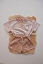 Dark Beige Striped Koala Embroidered Polo Neck Shorts Suit