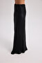 Eubah Wrinkled Long Black Satin Skirt - 4