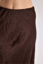 Eubah Wrinkled Long Brown Satin Skirt - 8