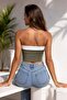 Women's Khaki Striped Detail Staplez Bustier Cropped - 2