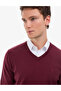 Dark Burgundy Slim Fit V-Neck Basic Knitwear Sweater 50314190-Vr175 - 3