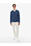 Indigo Melange S Slim Fit V-Neck Basic Knitwear Sweater 50314190-Vr155 - 5