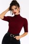 Women's Burgundy Half Fisherman Knitwear Blouse Be340 - 2