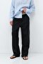 Elastic Waist Baggy Fit Linen Trousers Black