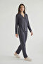 765 طقم بيجامة نسائي من القطن الممشط بأزرار كاملة - 3