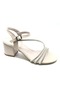 Mehtap Cross Three Stripe Stone 5 cm Women's Evening Dress Heeled Shoes Beige - 2