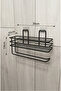 Paper Roll Towel Holder with Adhesive Shelf Napkin Holder Black Bathroom Kitchen Organizer Shelf - 5