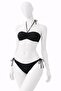 Women's Black Stretch Fabric Flexible Tie-Neck Strapless Stylish Quality Ruched Adjustable Bikini Set