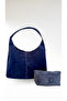 Coquette - Cobalt Suede Shoulder Bag, Large Size, Large Volume - 2