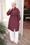 Burgundy Belted Double Pocket Gabria Cap - 3