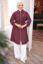 Burgundy Belted Double Pocket Gabria Cap - 2