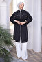 Black Waist Belted Double Pocket Gabria Cap - 2